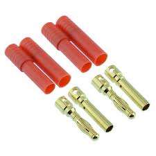 Hobby Porter 4mm gold plated connector with red plastic housing (AKA HXT 4mm)