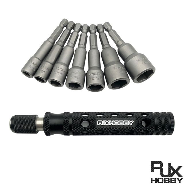 RJX - RJX 7pcs 1/4 Inch 6.35mm Length 65mm 6.0 / 7.0 / 8.0 / 9.0 / 10 / 12 / 14mm Nut Drivers
