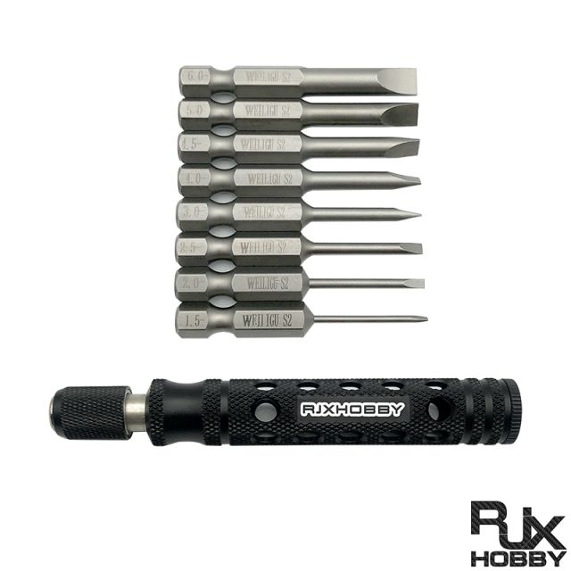 RJX - RJX 8pcs 1/4 Inch 6.35mm Length 50mm 1.5 / 2.0 / 2.5 / 3.0 / 4.0 / 4.5 / 5.0 /6.0mm Flat Head Screw driver