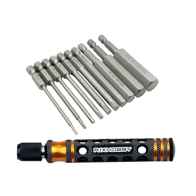 RJX - 10PCS 1/4 Inch 6.35mm Length75mm H1.5,H2,H2.5, H3, H4, H5, H6, H8, H10,H12 Hex Shank Magnetic Hexagon Screwdriver