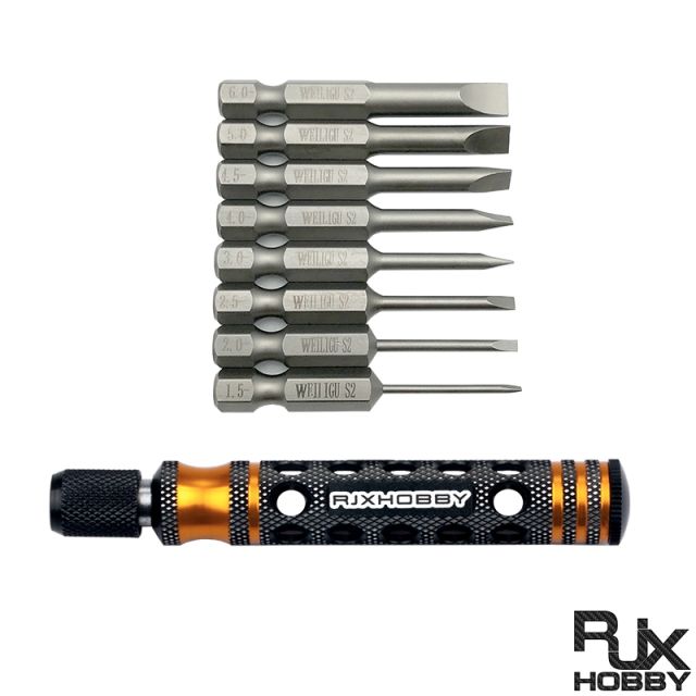 RJX - RJX 8pcs 1/4 Inch 6.35mm Length 50mm 1.5 / 2.0 / 2.5 / 3.0 / 4.0 / 4.5 / 5.0 /6.0mm Flat Head Screw driver