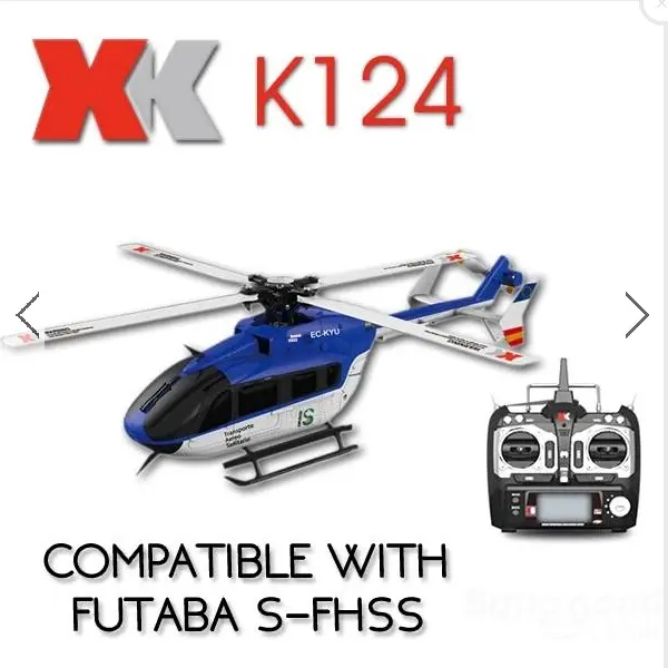 K124 Brushless micro scale helicopter, S-FHSS compatible, BNF/RTF