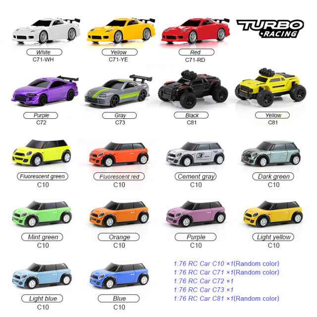 FLYCOLOR Turbo 1/76 Scale Mini RC Car with 2.4G Remote