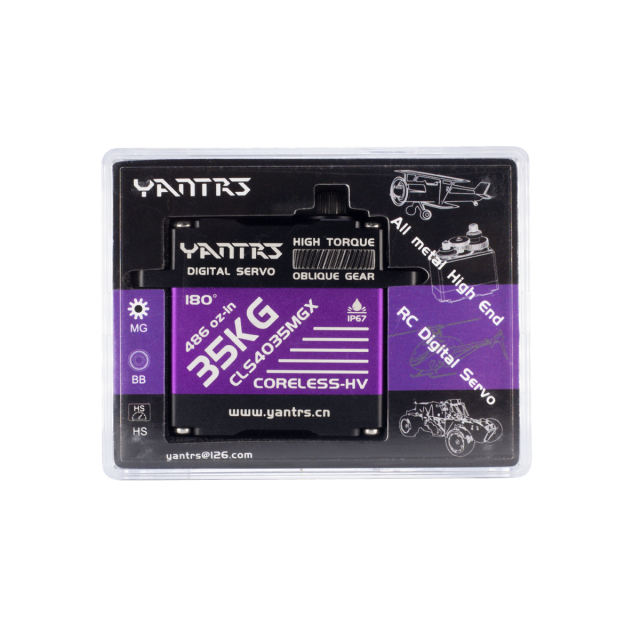 Yantrs - Full Aluminum CNC Coreless Digital HV servo with Oblique metal gears 38KG 0.09s IP67 Water Proof