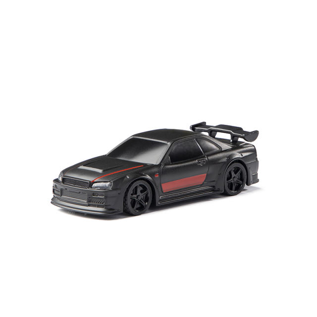 FLYCOLOR Turbo RC 1:76 Mini Sports Car 4CH 2.4GHZ Remote Control Full  Proportional RTR Kit with 2 Replaceable Body Shell (C74-Black)
