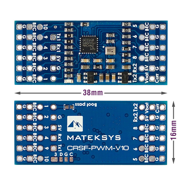 Matek Systems - CRSF to PWM Converter w/Vario, CRSF-PWM-V10