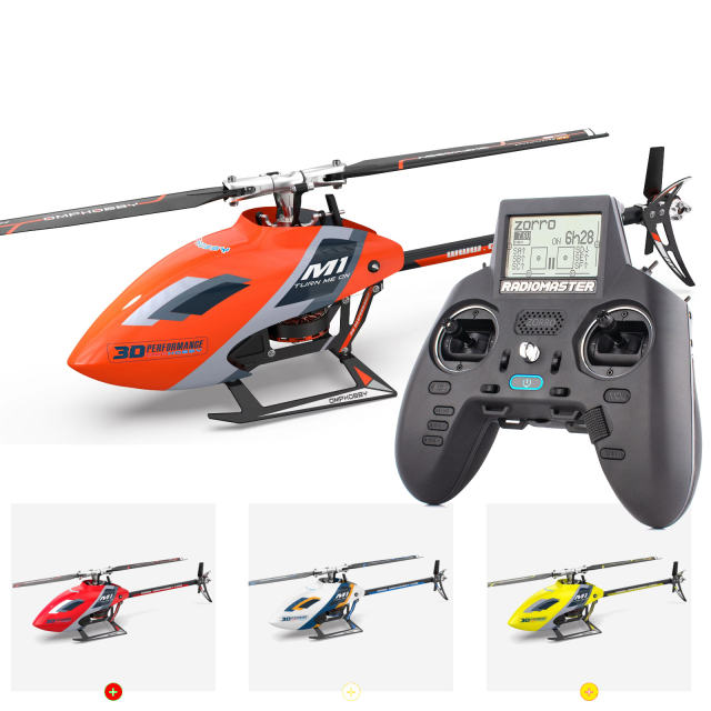OMPHOBBY M1 EVO 3D Flybarless Dual Brushless Motor Direct-Drive RC Helicopter - RTF with RadioMaster Zorro