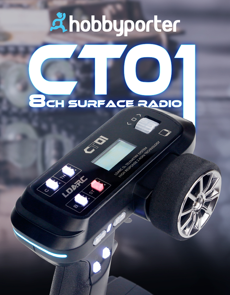 Hobbyporter - CT01 8 Channel Surface Radio for RC Car & Tank & Boat