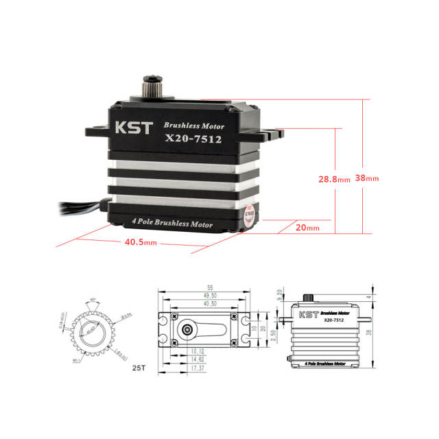 X20-7512 Brushless High Power Servo 82Kgf.cm 0.11sec for Large Scale UAV Industrial