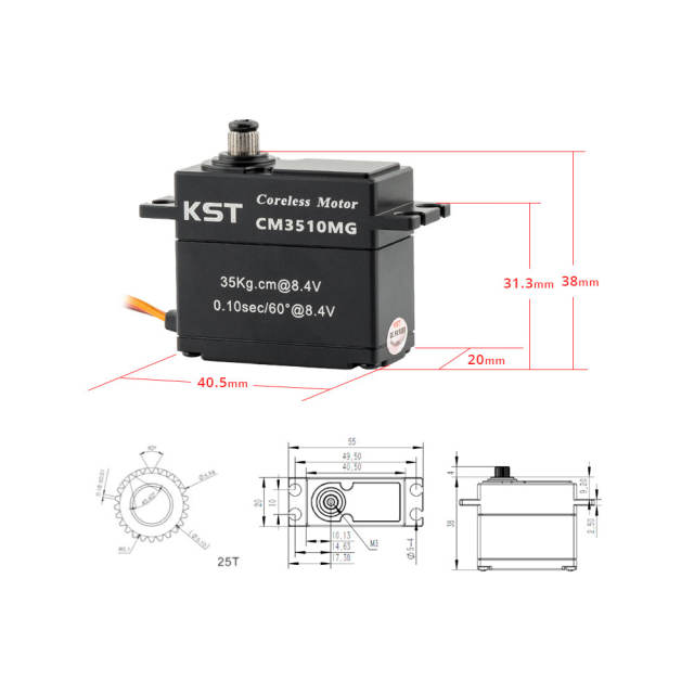 CM3510MG Coreless DC Motor Metal Gear Servos IP65 Waterproof 35Kgf.cm 0.10sec for 1/10 Scale RC Rock Crawler and 1/7th 1/8th Scale RC Monster Truck & Buggy