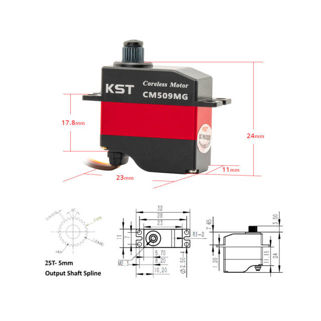 CM509MG Micro Coreless Metal Gear 6.0Kgf.cm 0.08sec Digital Servo for Small Scale RC Planes & Cars