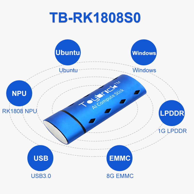 Toybrick TB-RK1808S0 AI Compute Stick RK1808 NPU Processor for deep Learning