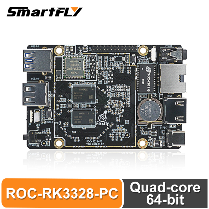 Firefly ROC-RK3328-PC Quad-core 64-bit High-Performance 2GB DDR3 RAM & 8GB eMMC Single Board Computer