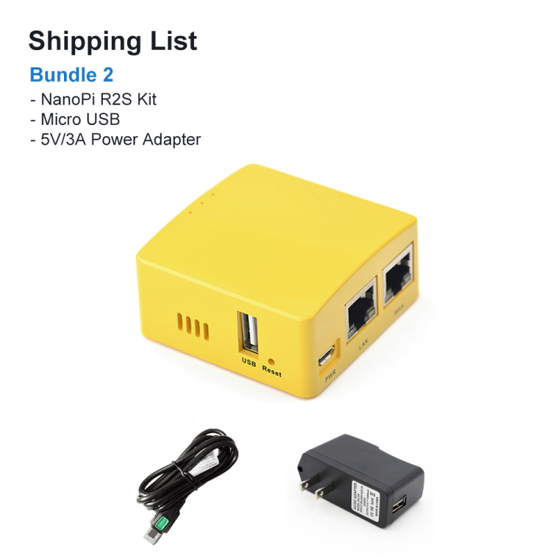 FriendlyElec Nanopi R2S Mini Portable Travel Router OpenWRT with Dual-Gbps Ethernet Ports 1GB DDR4 Based in RK3328 Soc for IOT NAS Smart Home Gate way