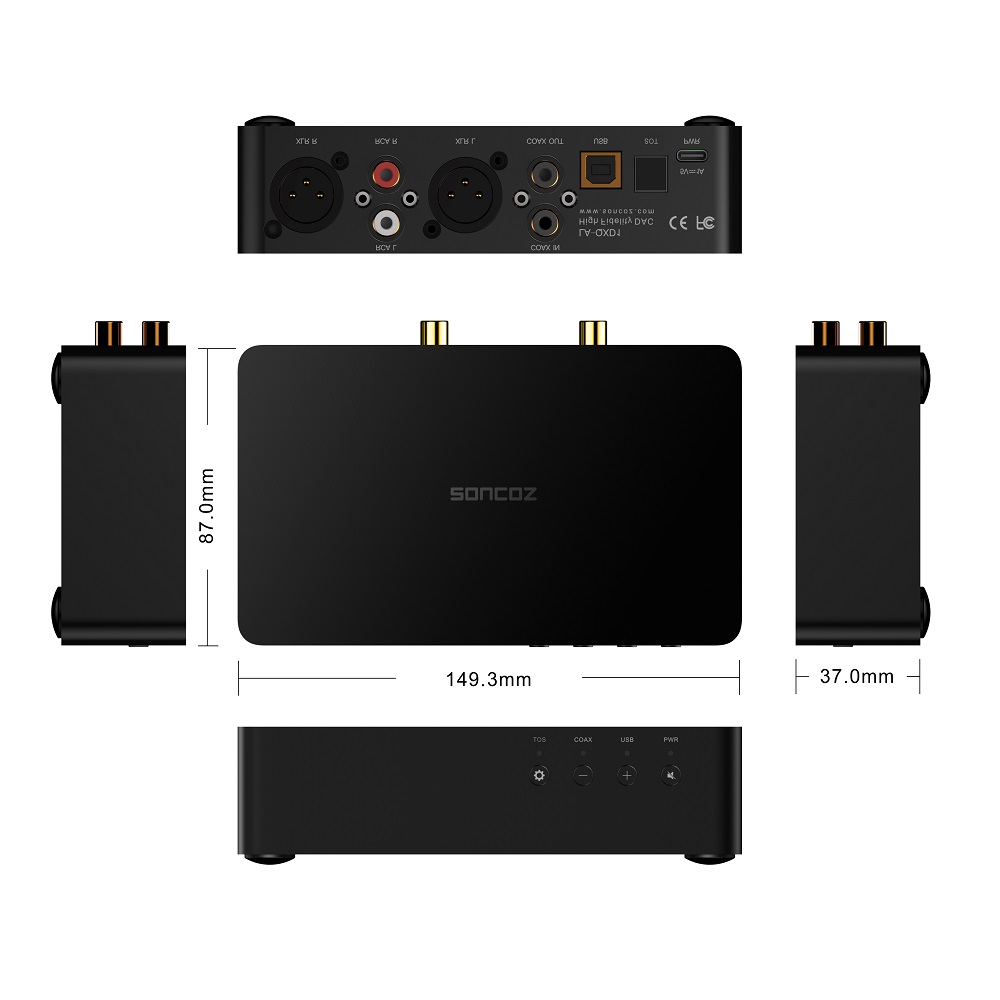 SONCOZ LA-QXD1(Black) Digital HiFi Audio Converters (DAC) with XLR Fully  Balanced