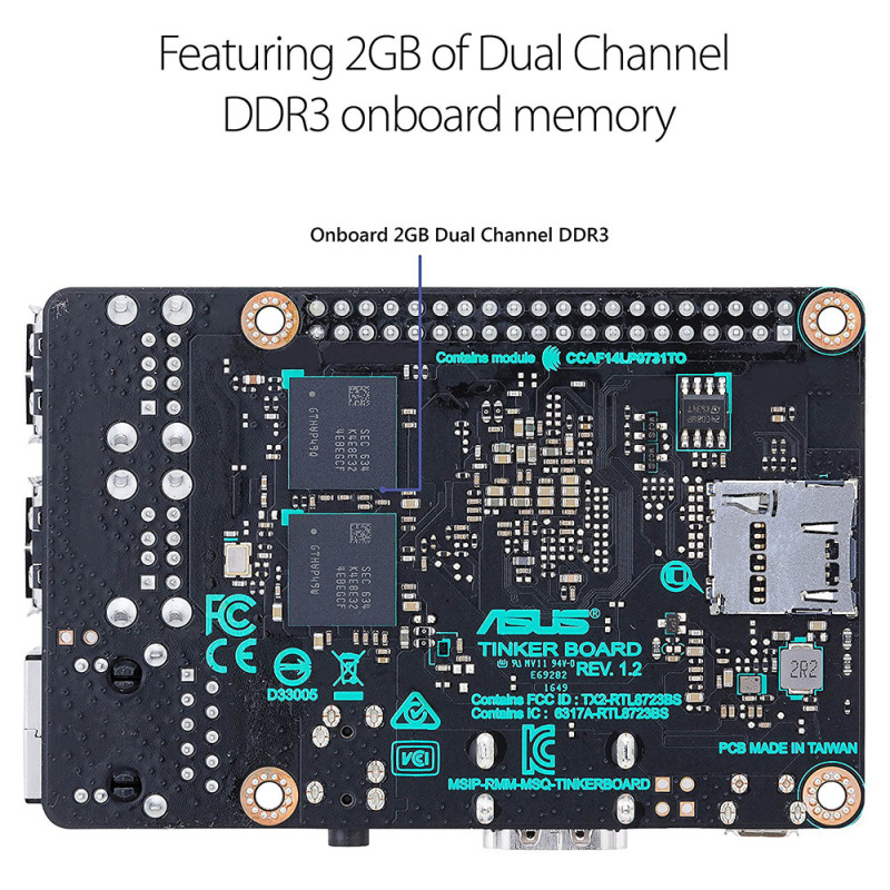 ASUS SBC Tinker board RK3288 SoC 1.8GHz Quad Core CPU, 600MHz Mali-T764 GPU, 2GB LPDDR3 Thinker Board / tinkerboard