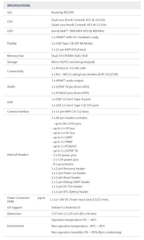 ASUS Tinker Board 2 Rockchip RK3399 an Arm-based Single Board Computer/SBC Support Android 10/Ubuntu Tinkerboard2/Tinker2b