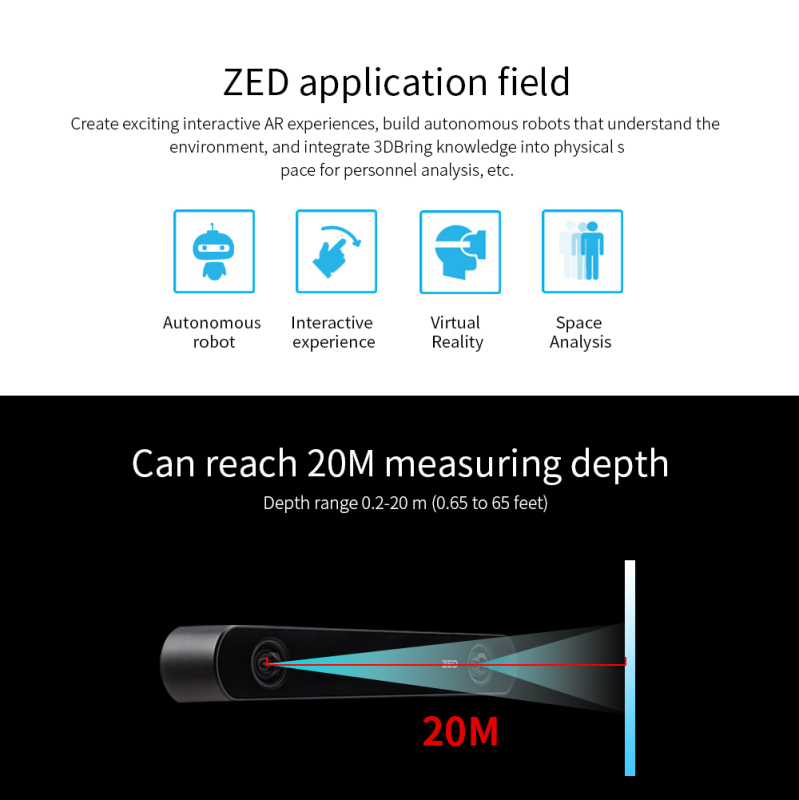 STEREO LABS ZED 2 Stereo camera 2.2K 3D mapping Maximum resolution 4416 x 1242 CM538