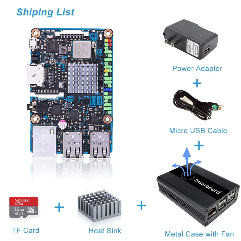 ASUS SBC Tinker board S R2.0 RK3288 SoC 1.8GHz Quad Core CPU, 600MHz Mali-T764 GPU, 2GB LPDDR3 & 16GB eMMC  TinkerboardS