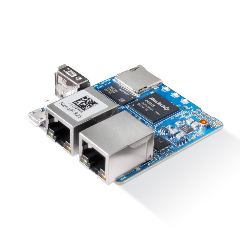 2020 New NanoPi R2S Rockchip RK3328 with CNC Metal Case Mini Router Dual Gigabit Port 1GB SBC OpenWrt System