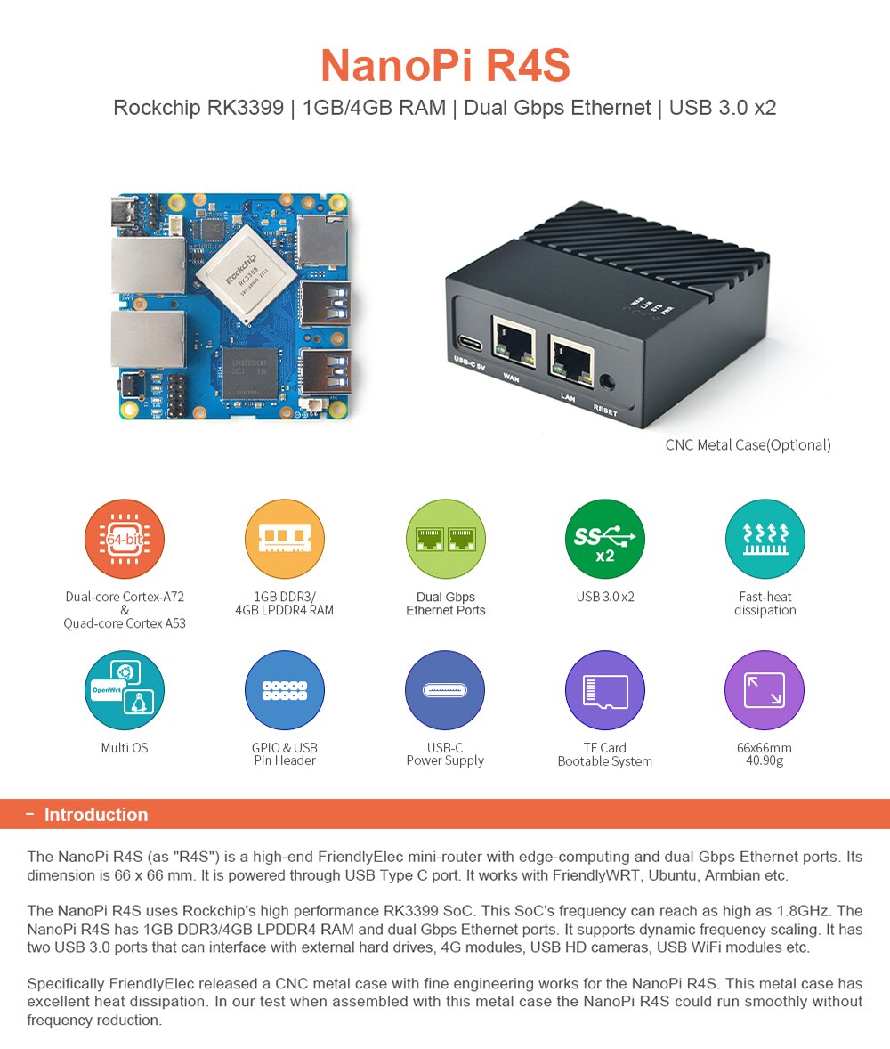 FriendlyElec Nanopi R4S Mini Portable Travel Router OpenWRT with