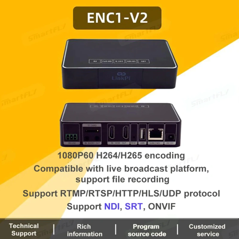 Link Pi ENC1-V2 Hisilicon Hi3520DV400 HDMI Encoder Decoder HD SR/RTMP/RTSP/ONVIF/HLS Live Broadcast Supports YouTube, Facebook
