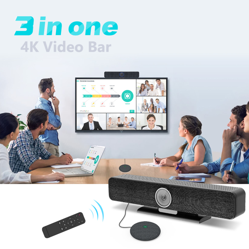 youyeetoo TB5 webcam 4k Ai Video Bar DSP Processor 116° Wide-view angle 5 Meters Pickup Range 1080P ePTZ Camera for Video Conference