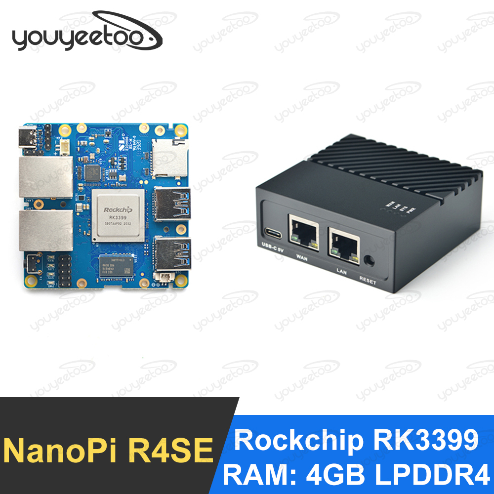 Smartfly NanoPi R4SE Rockchip RK3399 SOC Mini Portable Travel Router  OpenWRT 4GB LPDDR4 32GB eMMC Mali-T864 GPU 4K VP9 Dual VOP