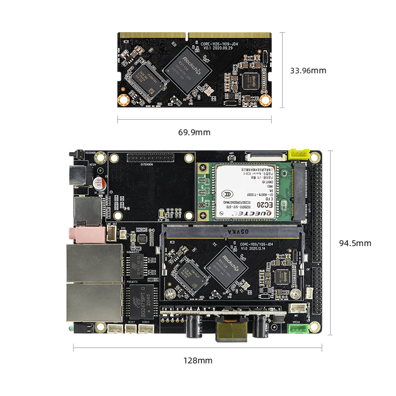 youyeetoo Core-1126-JD4 NPU 2.0Tops Rockchip RV1126 integrates NEON and FPU RISC-V MCU 1GB / 2GB DDR4 supports Buildroot+QT OS