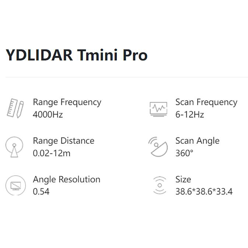 YDLIDAR Tmini Pro time-of-flight (ToF) laser Scan Angle 360° Range Distance 0.02-12m sweeper obstacle avoidance lidar module