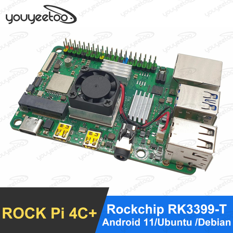 Youyeetoo ROCK Pi 4C Plus 4GB SBC Rockchip RK3399 -T Single Board Computer support Android 11/Ubuntu Server 20.04/Debian System