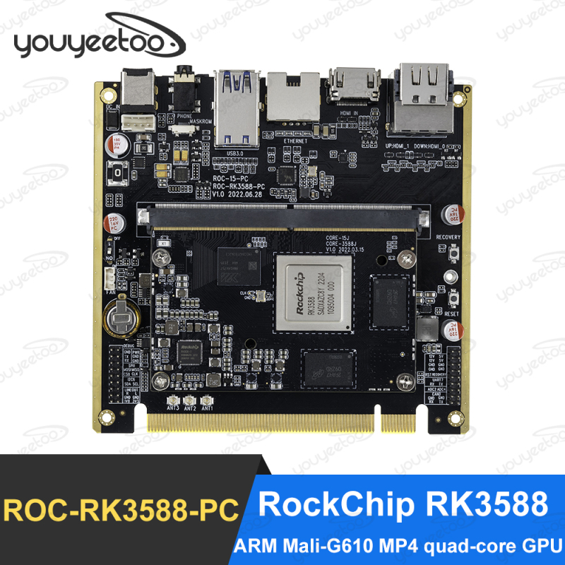 Youyeetoo ROC-RK3588-PC Rockchip RK3588 8K AI MainBoard NPU 6 Tops ARM Mali-G610 MP4 GPU Support Android Debian11 Ubuntu AIoT