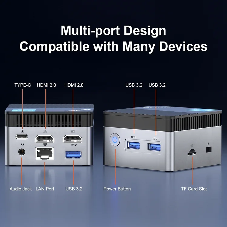 Mini PC Intel 11th Gen N5105, 10nm 8GB RAM 256GB SSD M.2 2242 Mini Desktop Computer, Micro Computer with Dual HDMI 4K, Dual DDR4, Dual WiFi, Giga, BT4.2& Cooling Fans