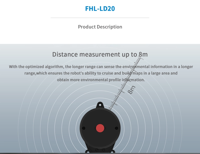 youyeetoo FHL-LD20 Low Cost 360 Degree Laser Range Scanner (8M), LiDAR Scanner, Software Start-stop Control