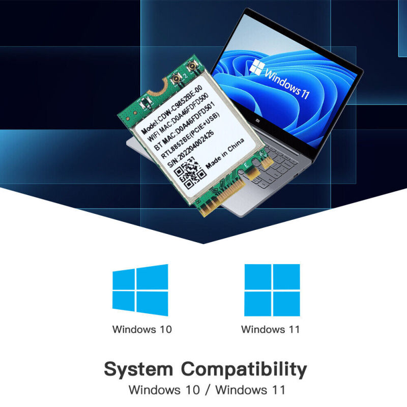 Wi-Fi 6 module CDW-C9852BE Realtek RTL8852BE NGFF M.2 2230 wifi card 2.4G/5GHzwifi Bluetooth 5.0