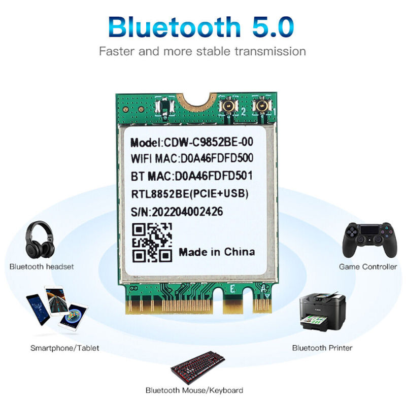 Wi-Fi 6 module CDW-C9852BE Realtek RTL8852BE NGFF M.2 2230 wifi card 2.4G/5GHzwifi Bluetooth 5.0