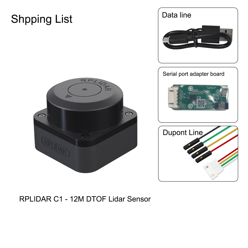 RPLidar C1 - 360° 12Meter Lidar Scanner - Seamless switching of A1M8 - DTOF Lidar Sensor  UAV Drone