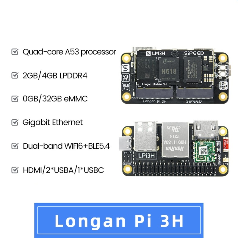 Sipeed Longan Pi3H - 4K TV Box WIFI6 LPi3H - Allwinner H618 Development Board