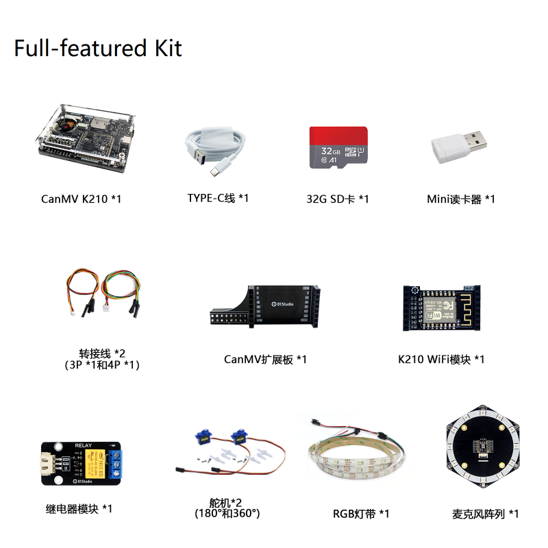 CANMV K210 - K210 RISC-V chip,Come with Camera/LCD/MIC, Rich Open Source Tuturials for Machine Vision, Audio Recognition