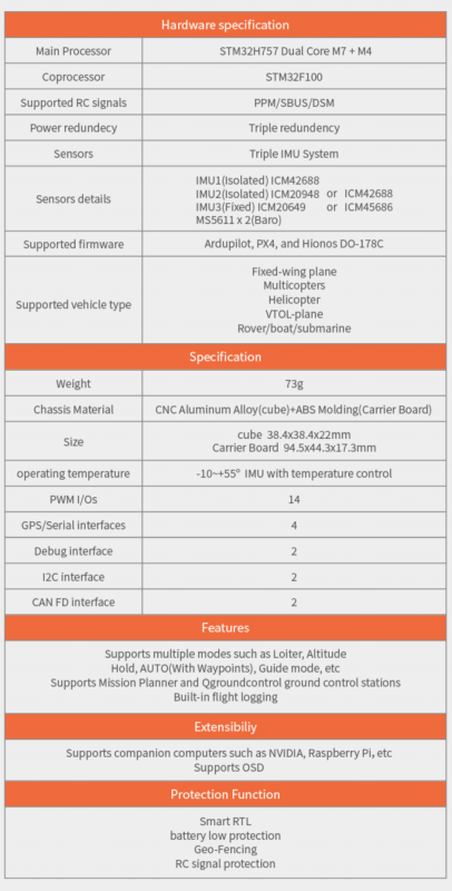 Hex The Cube Orange + Standard Set ADS-B (IMU V8), Flight controller (HX4-06222)