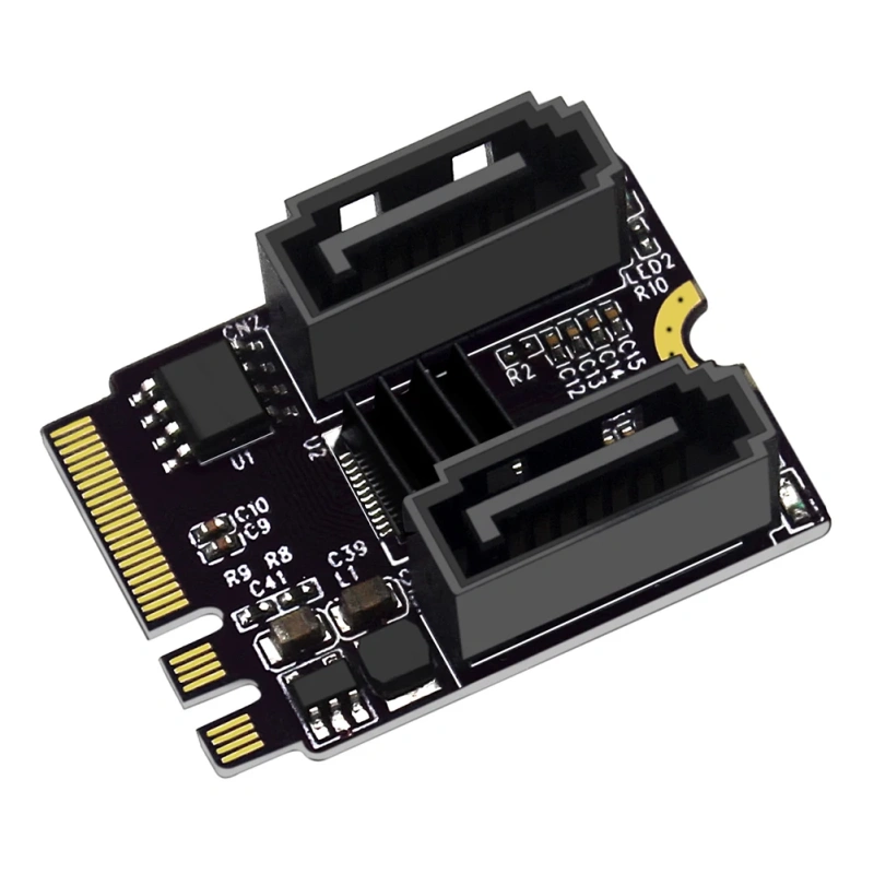 M.2 A+E to SATA 3 .0 Adapter, 2 Port - JMB582, WIFI CNVio Port, PCIE 3.0, M.2 2230, No driver required, for Windows Linux NAS PVE EXSI 3.5" 2.5" HDD SSD