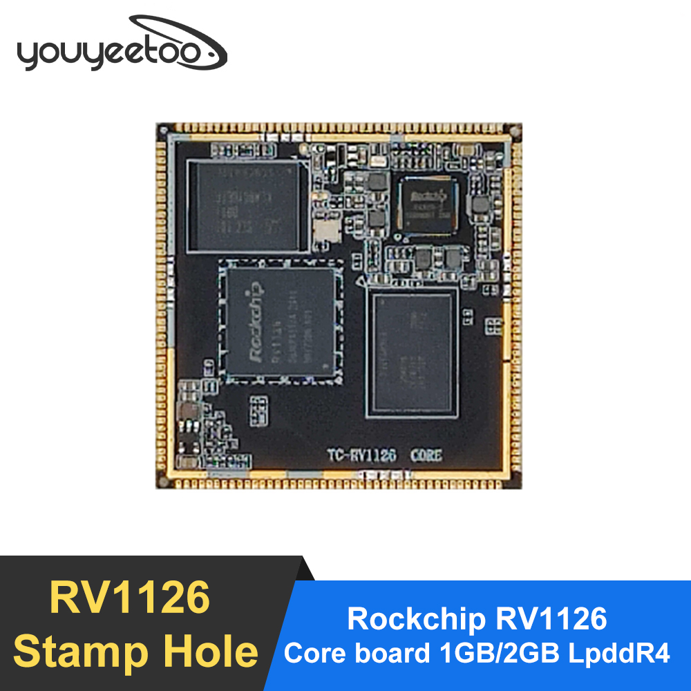 Smartfly Rockchip RV1126/ RV1109 Stamp Hole Core Board Quad-core ARM Cortex-A7 Integrates NEON&FPU 2.0Tops support INT8/INT16