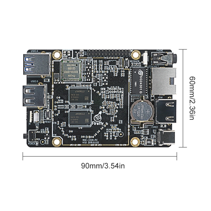 Firefly ROC-RK3328-PC Quad-core 64-bit High-Performance 2GB DDR3 RAM & 8GB eMMC Single Board Computer