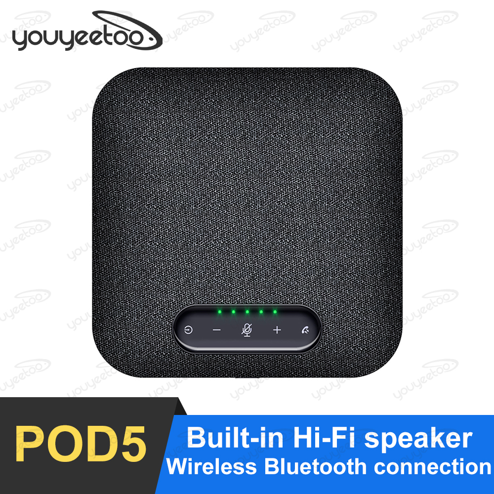 POD5 USB & Bluetooth Speakerphone with Extension Mics Dynamic Background Noise Reduction Hi-Fi audio Range Up to 8 Meters