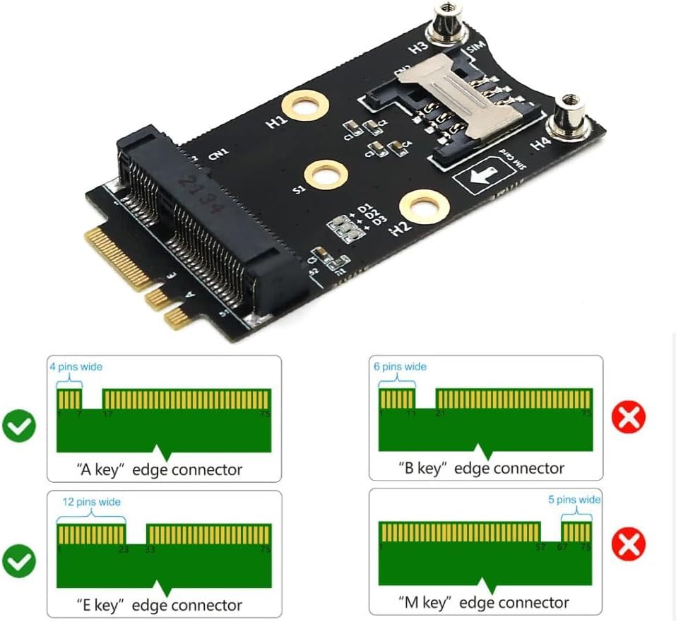 [youyeetoo X1 4G adapter ]Mini PCI-E to M.2(NGFF) Key A/E Adapter with SIM Card Slot