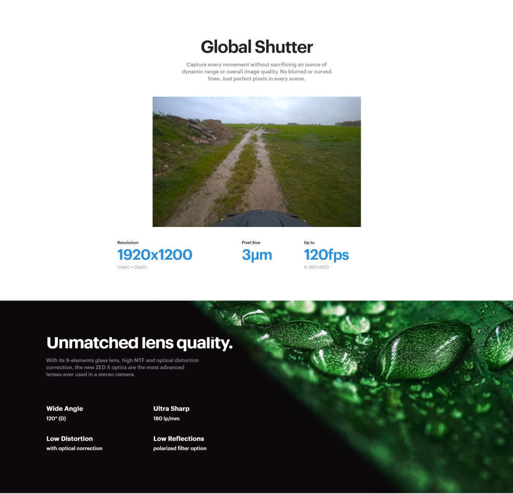 ZED X Stereo Camera,IP66,Color Global Shutter 1200P@60fps,Ready for field operation