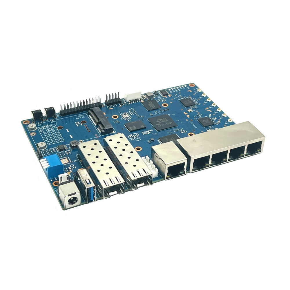 Banana Pi BPI R3 MediaTek MT7986 quad core Router Development Board,2G DDR RAM ,8G eMMC Flash Support Wi-Fi6 5 GbE network port