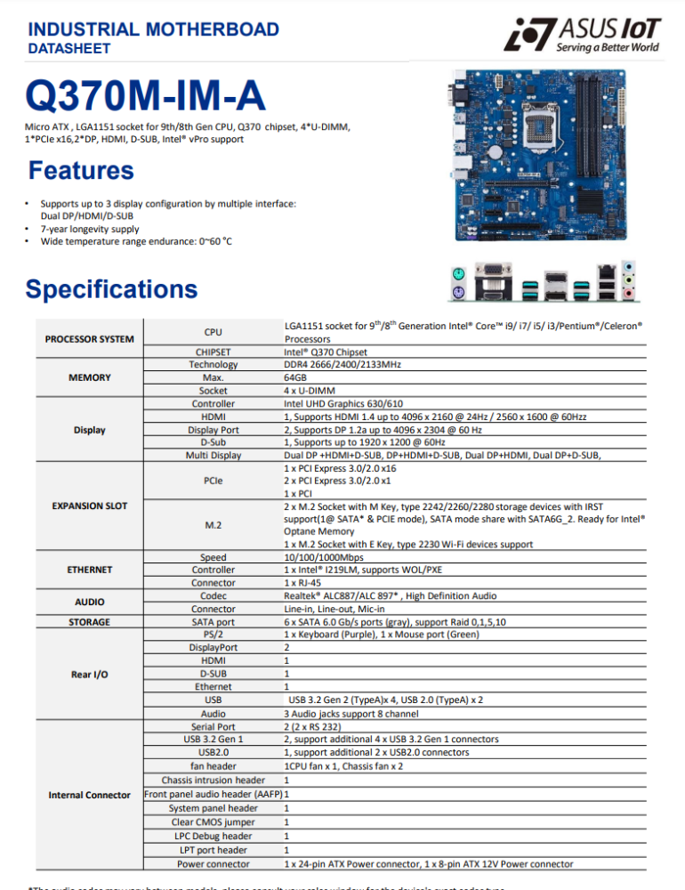 ASUS Q370M-IM-A  - Micro ATX