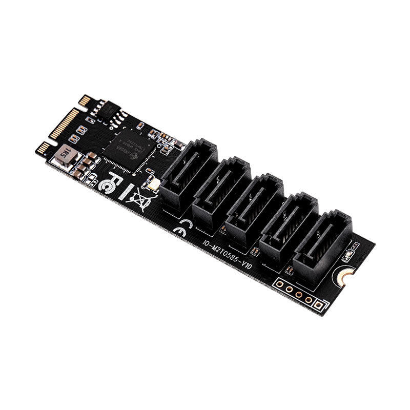 M.2 M-Key PCI Express To SATA 3.0 SSD Adapter Card,5 Ports, JMB585 Chipset 6Gbps