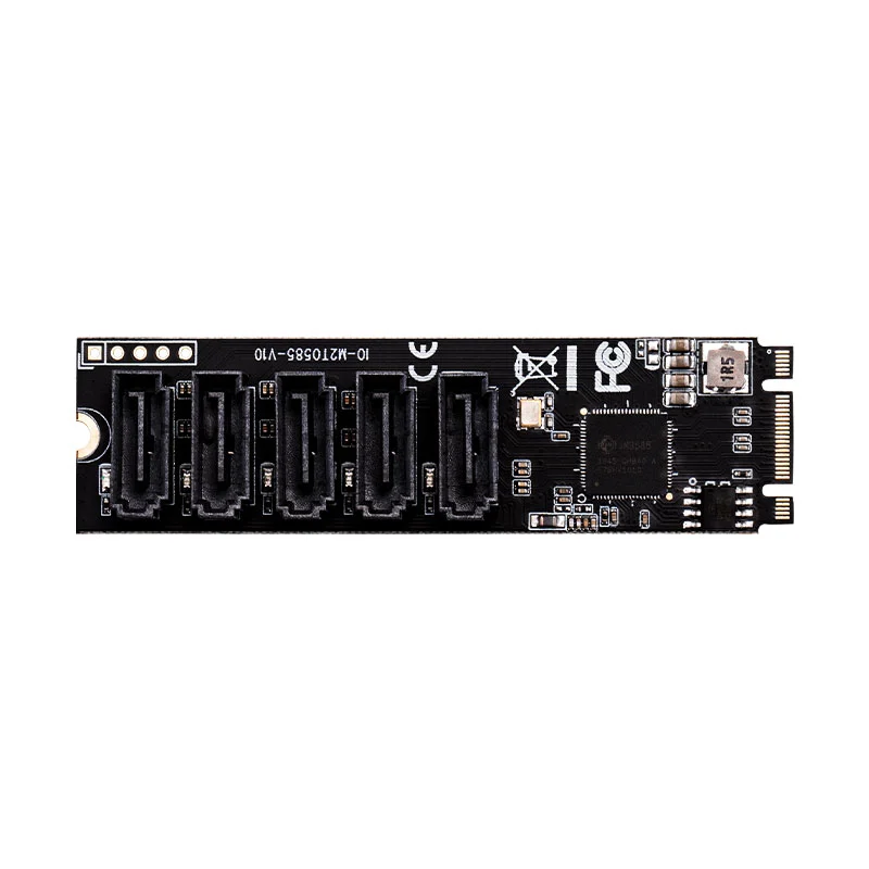 M.2 M-Key PCI Express To SATA 3.0 SSD Adapter Card,5 Ports, JMB585 Chipset 6Gbps